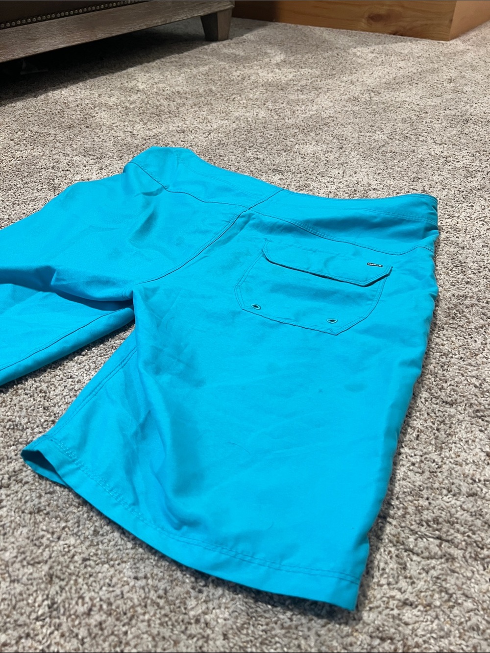 Waist 31 - Hurley Men’s Bright Teal Boardshorts with Black Drawstring - Picture 5 of 7